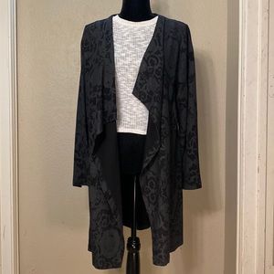 Black Jacket, size 8, long, fashion lapel, brocade